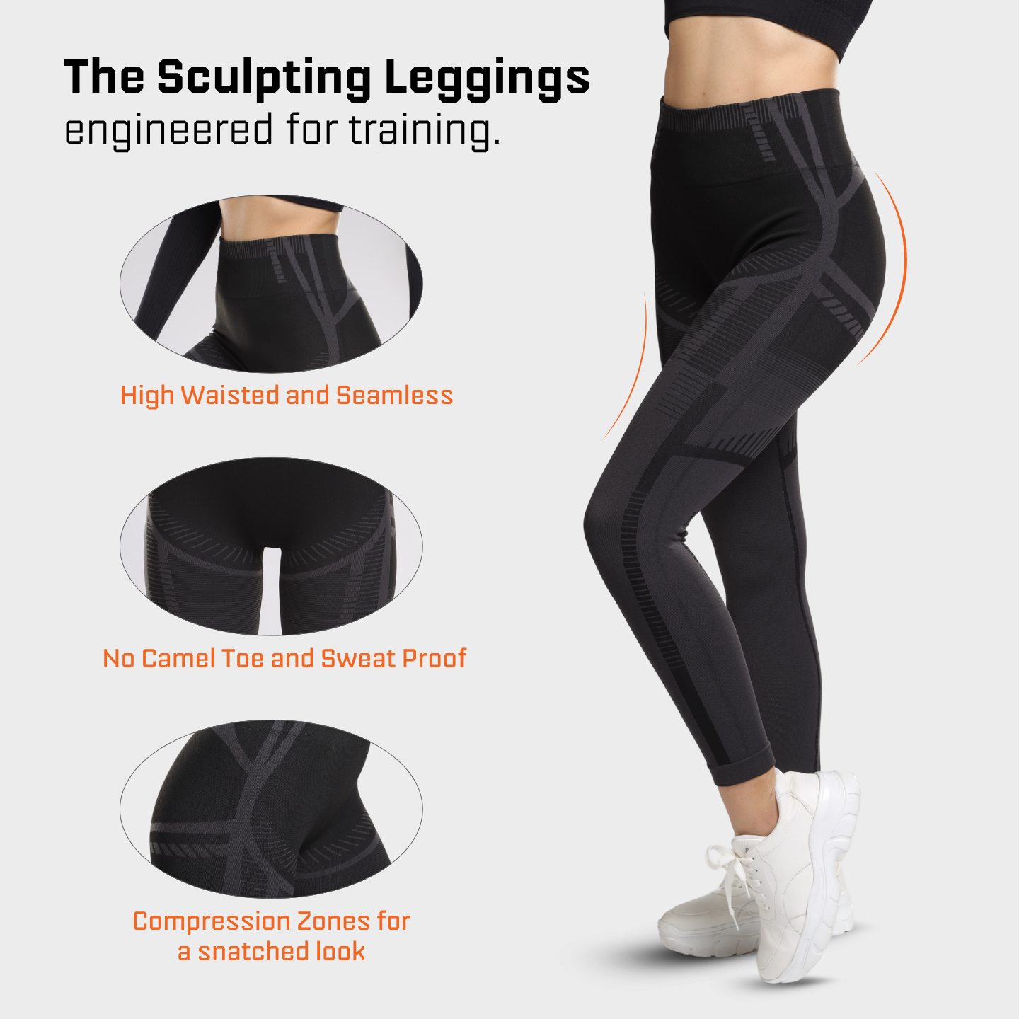 Eclipse Seamless Contour Leggings - Black Grey