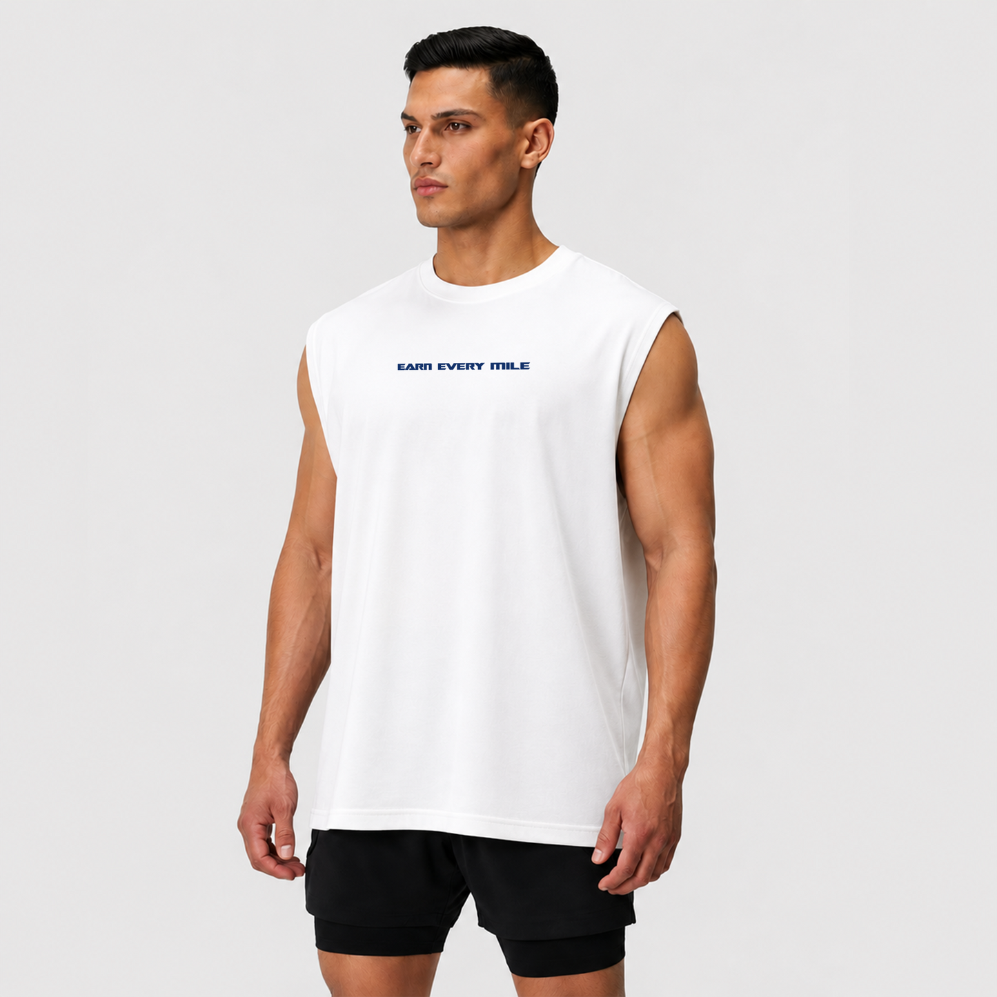Earn Every Mile Running Tank - White