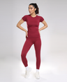 Aria Seamless Tee - Berry Red