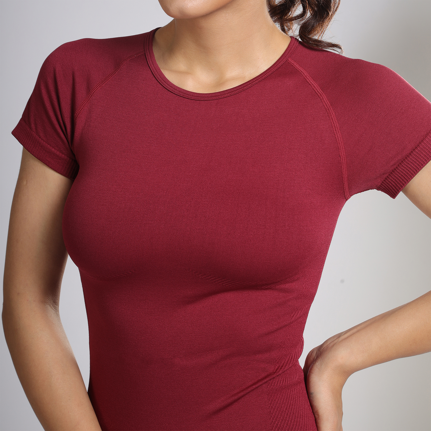 Aria Seamless Tee - Berry Red