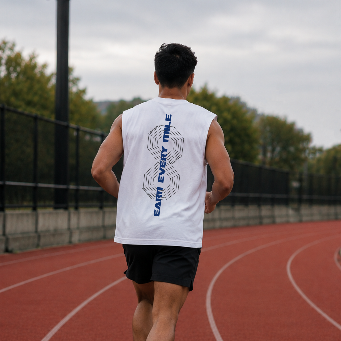 Earn Every Mile Running Tank - White