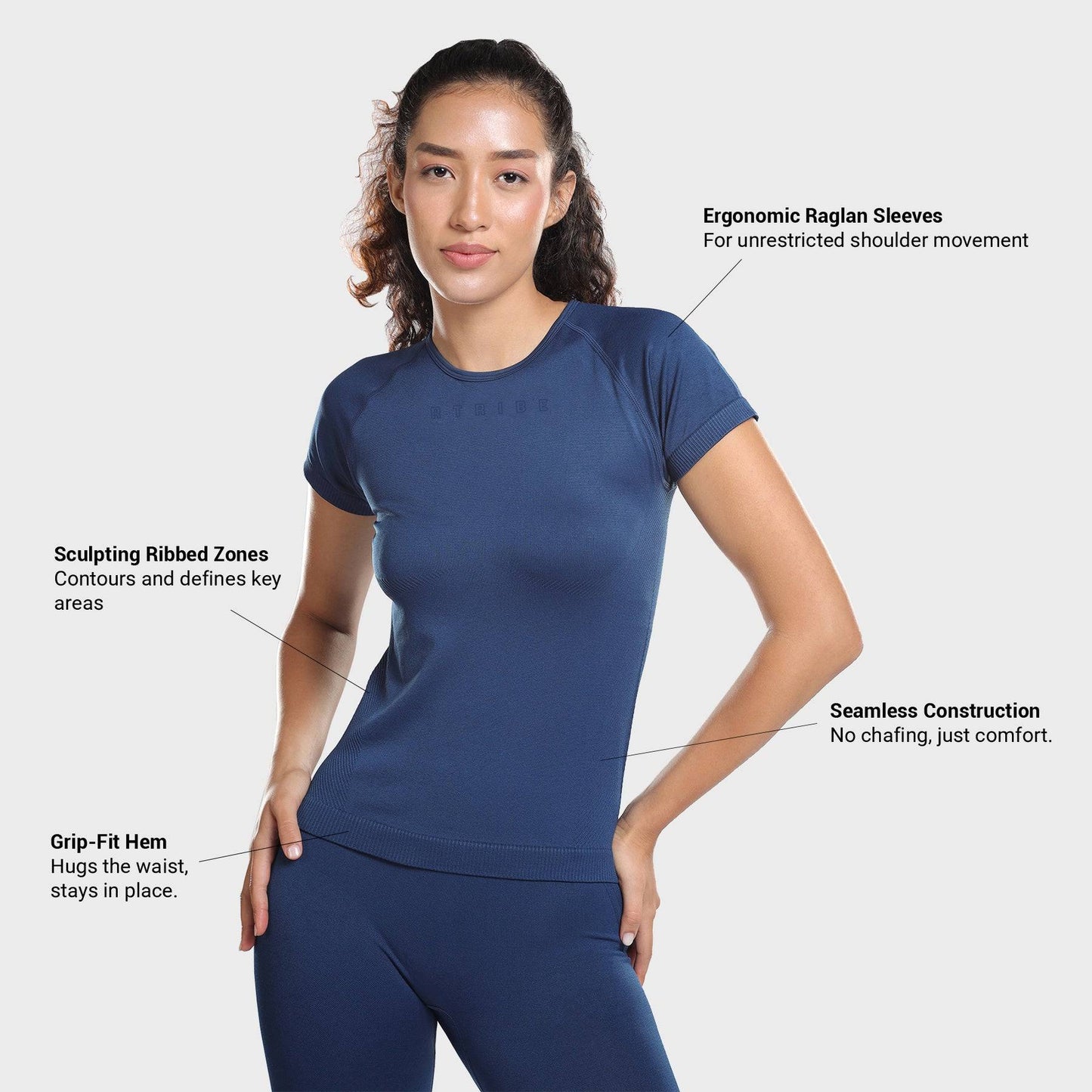 Aria Seamless Tee - Eclipse Blue