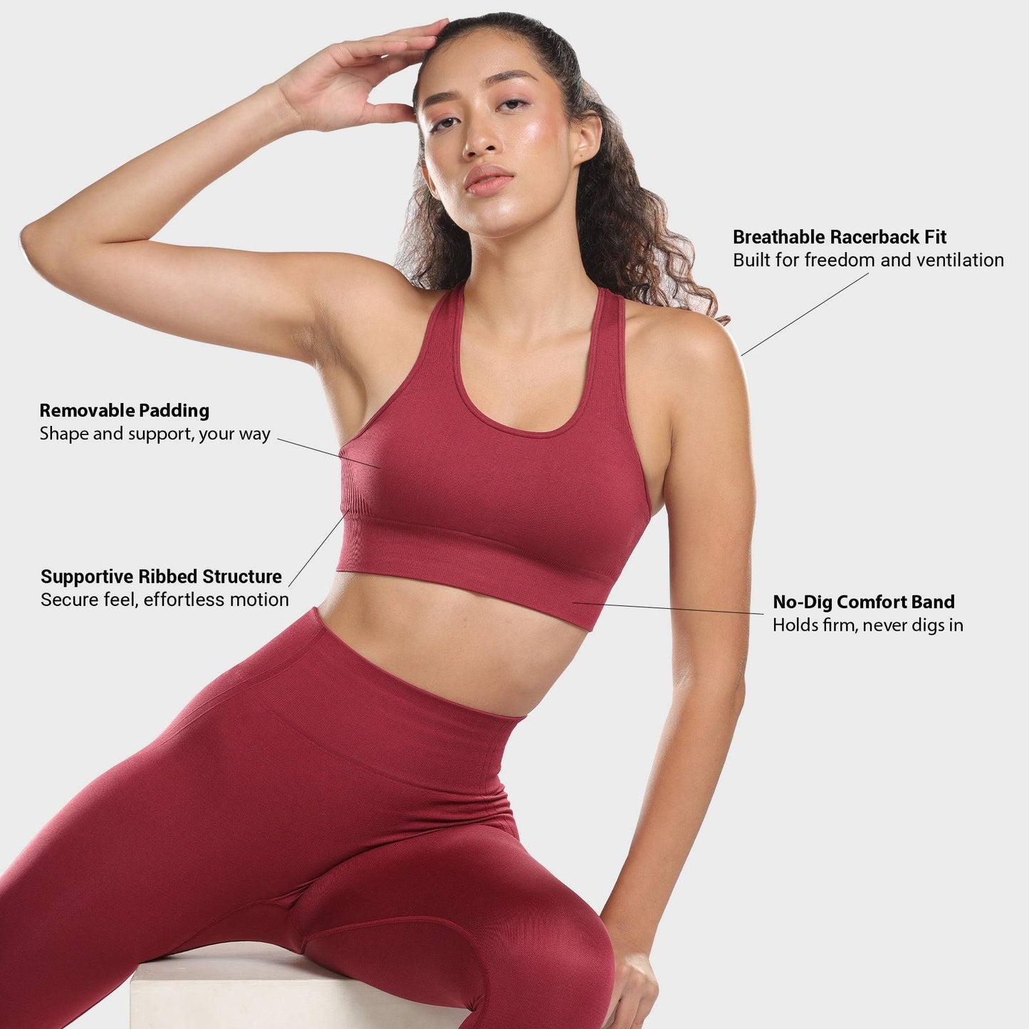 Astrid Performance Sports Bra - Berry Red