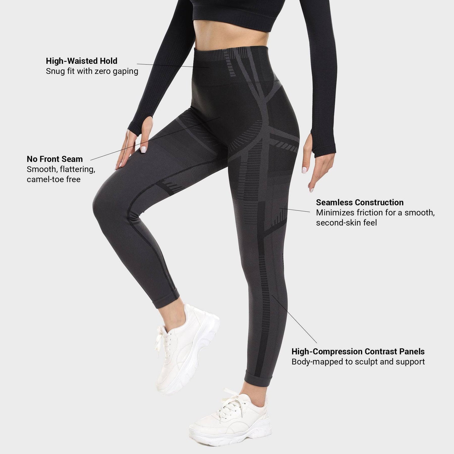 Eclipse Seamless Contour Leggings - Black Grey