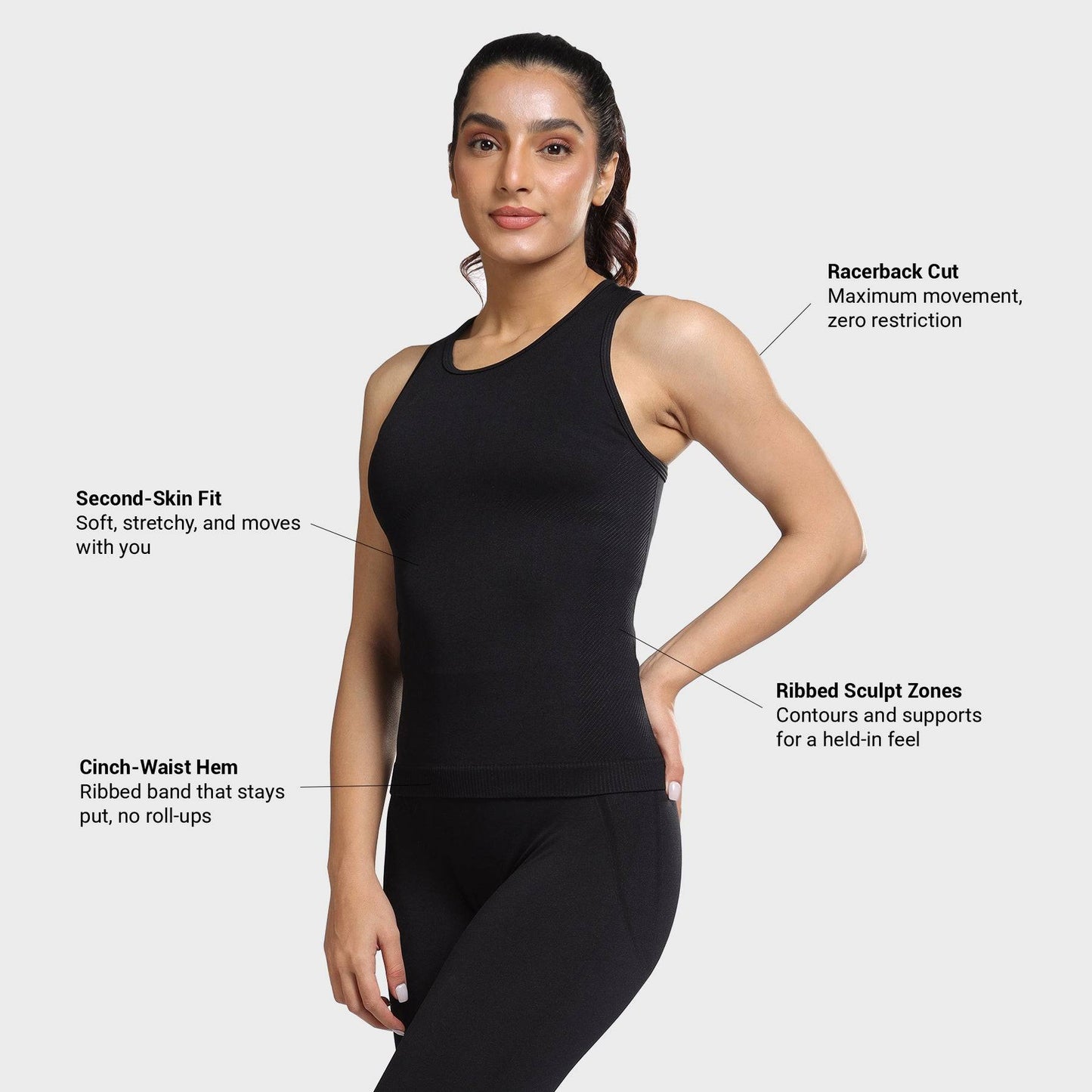 Luna Seamless Tank - Black