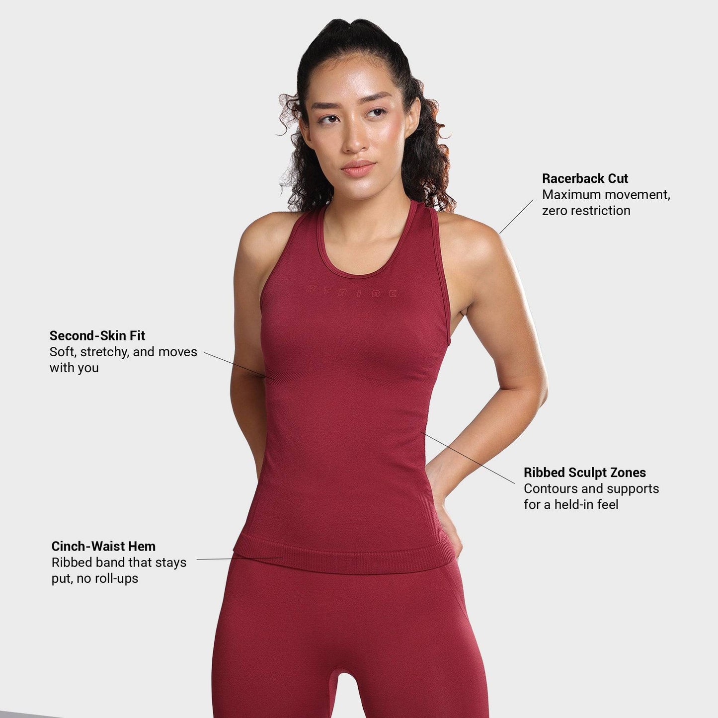 Luna Seamless Tank - Berry Red