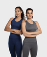 Pack of 2: Luna Seamless Tanks - Grey Stone & Eclipse Blue