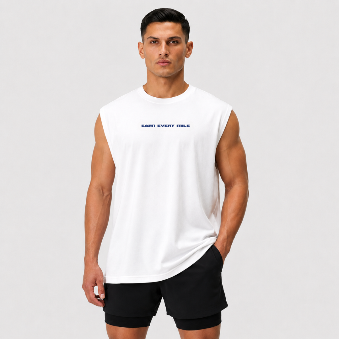 Earn Every Mile Running Tank - White