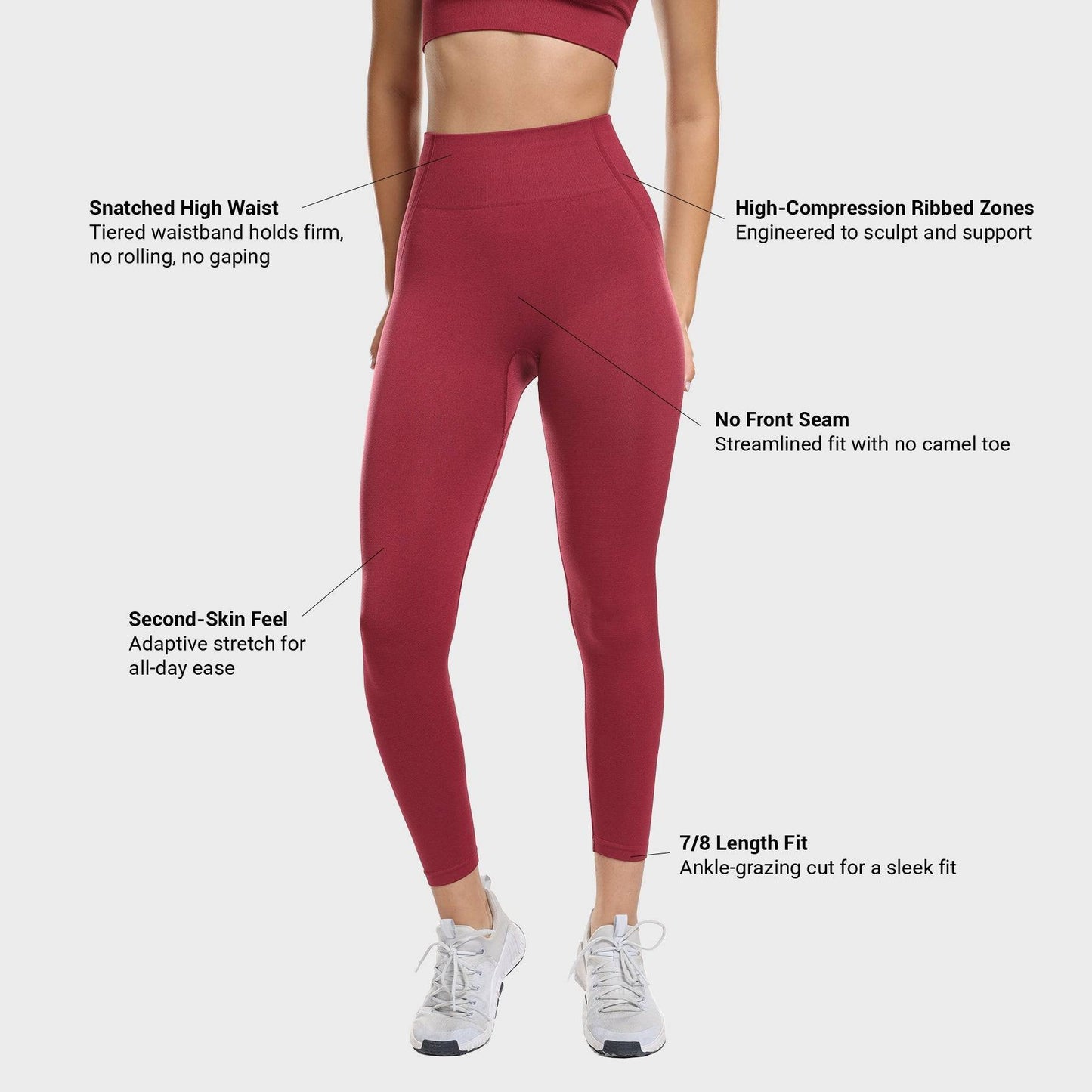 Nova Seamless Sculpt Leggings - Berry Red