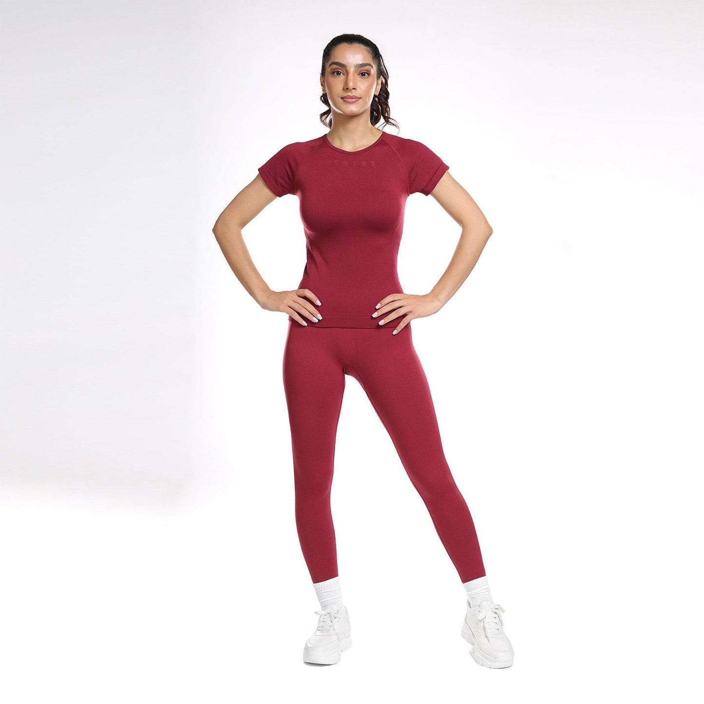 Aria Seamless Tee - Berry Red