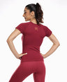 Pack of 2: Aria Seamless Tees - Black & Berry Red