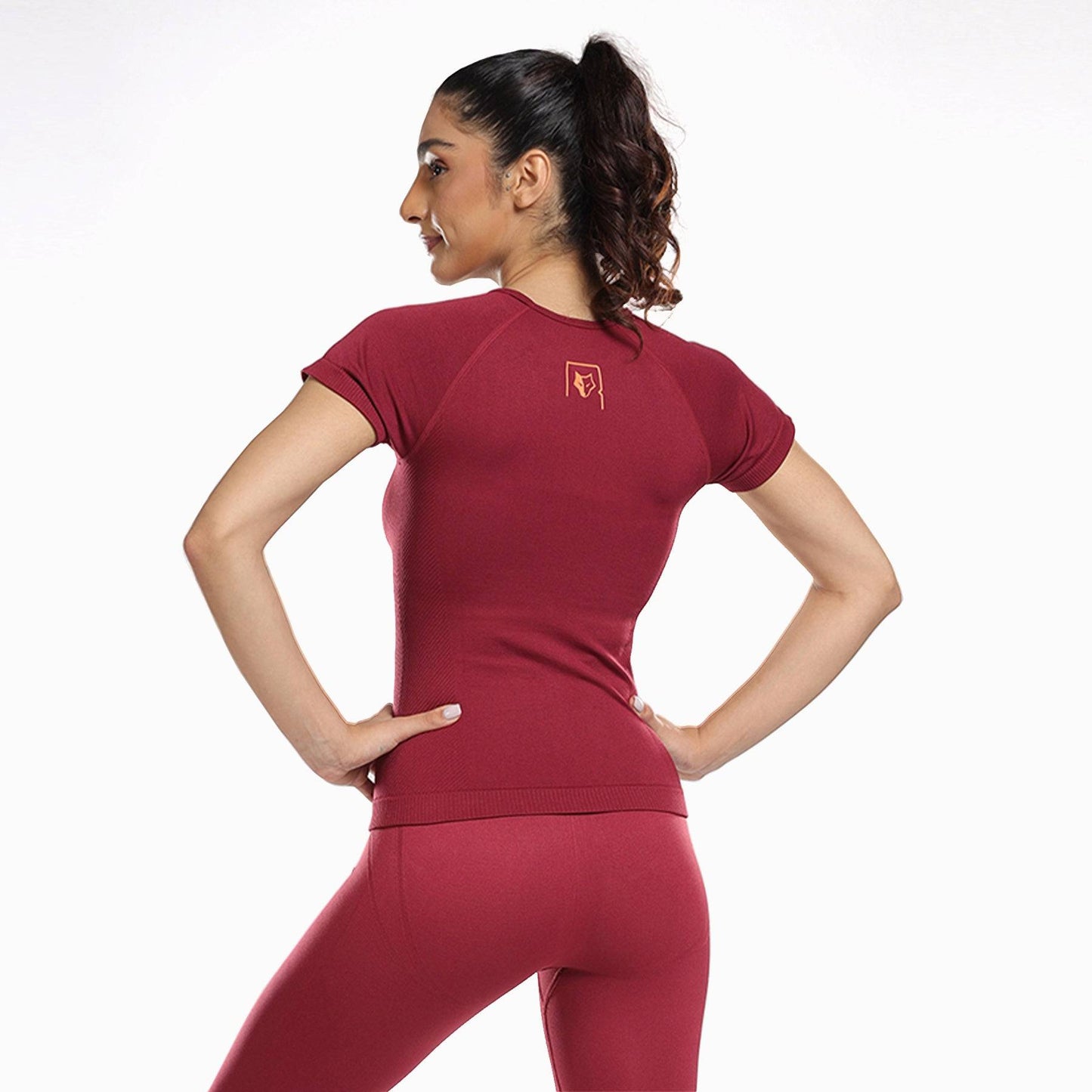 Pack of 2: Aria Seamless Tees - Black & Berry Red
