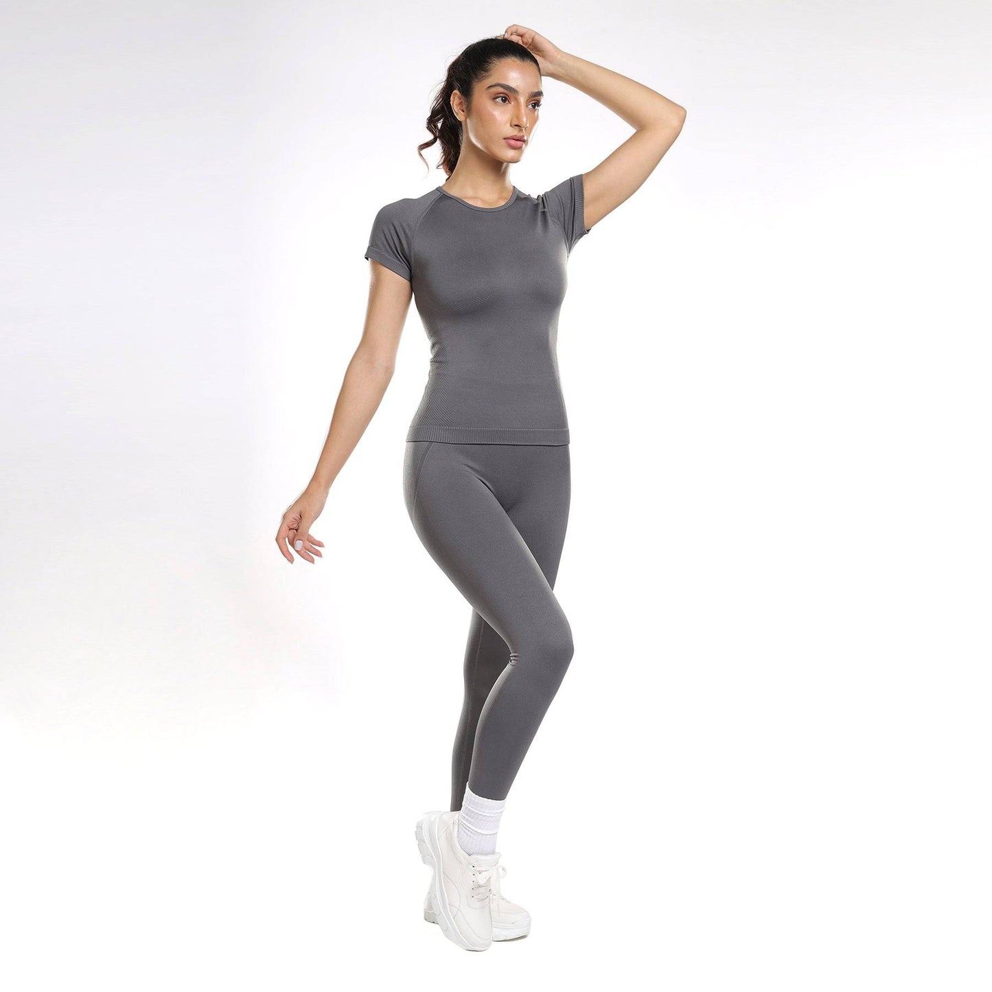 Aria Seamless Tee - Grey Stone
