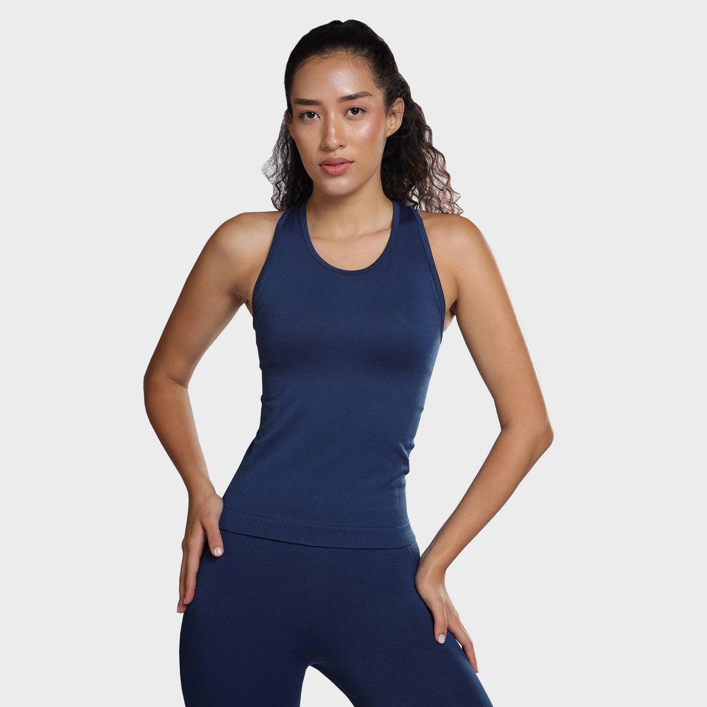 Pack of 2: Luna Seamless Tanks - Grey Stone & Eclipse Blue