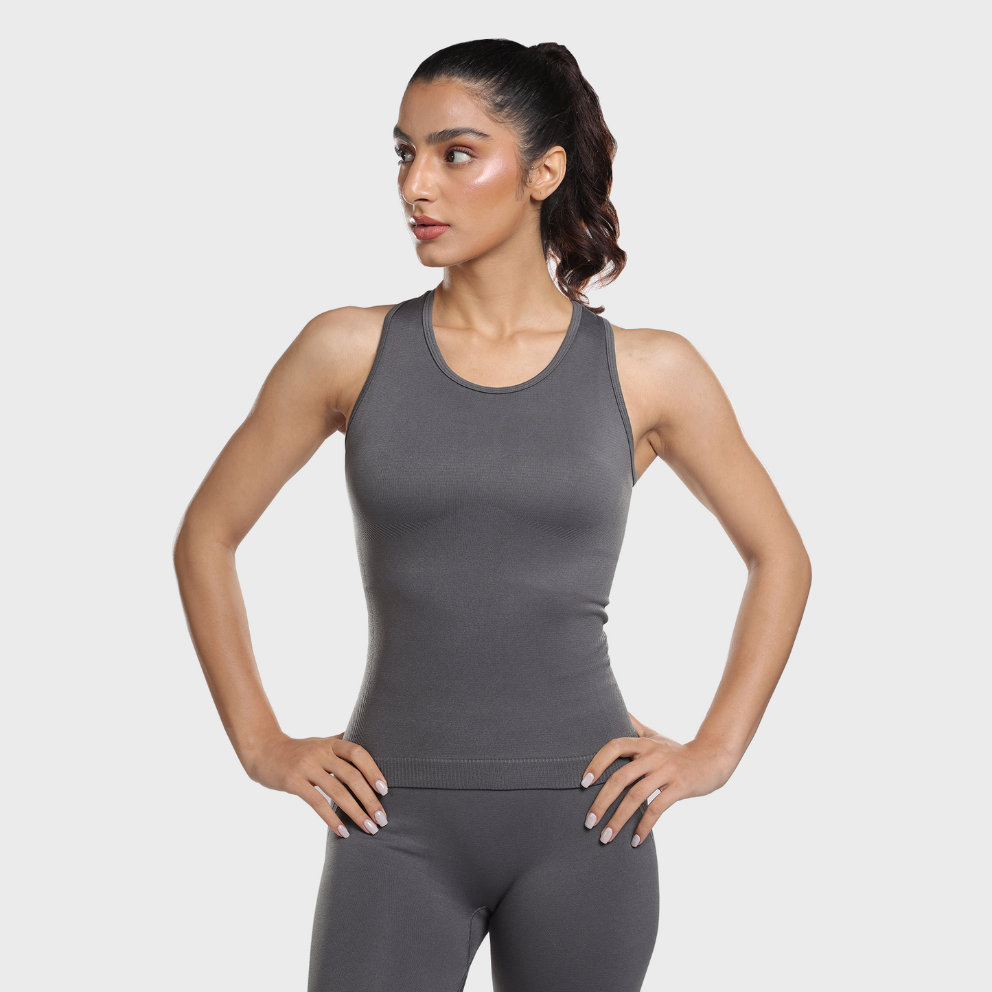 Luna Seamless Tank - Grey Stone