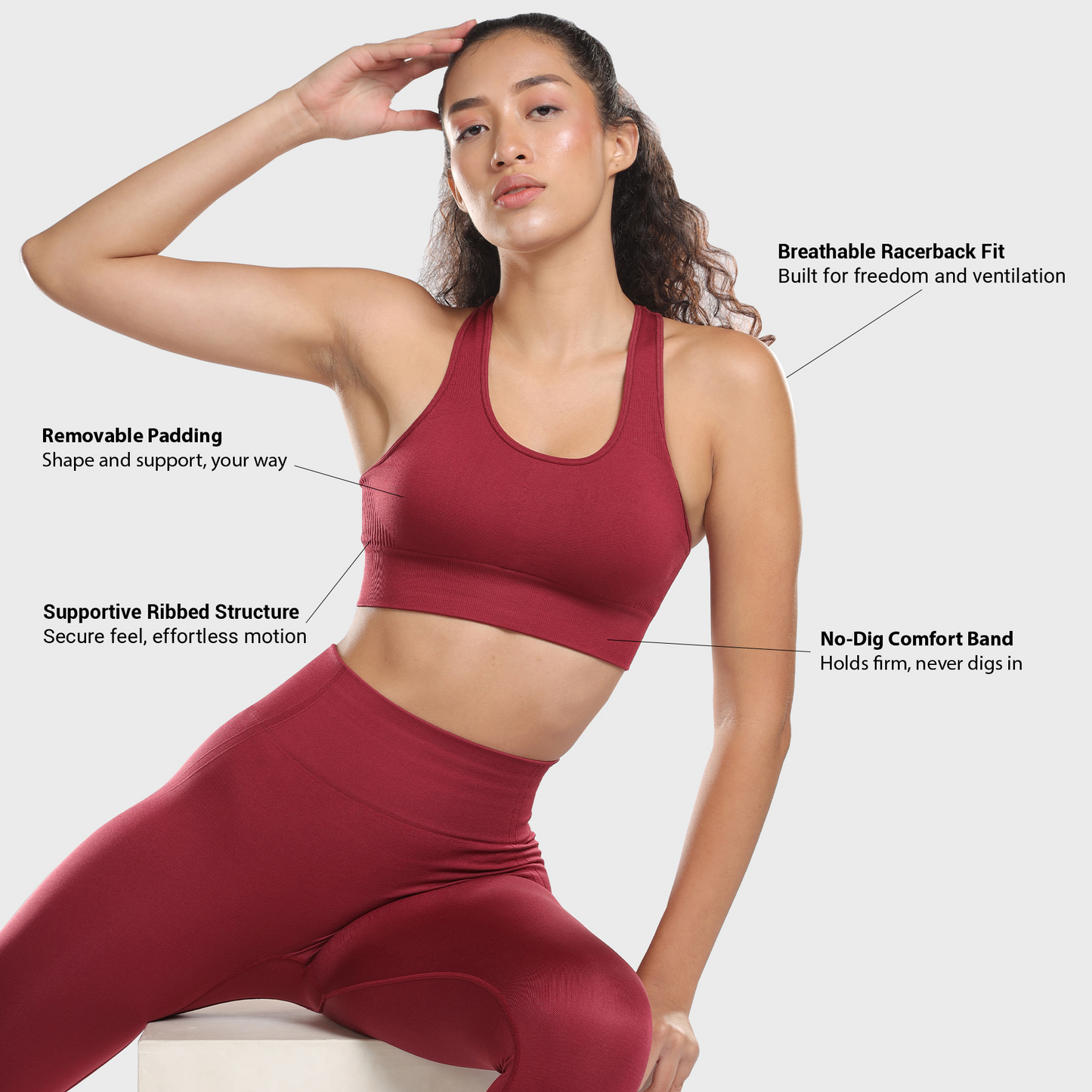 Astrid Performance Sports Bra - Berry Red