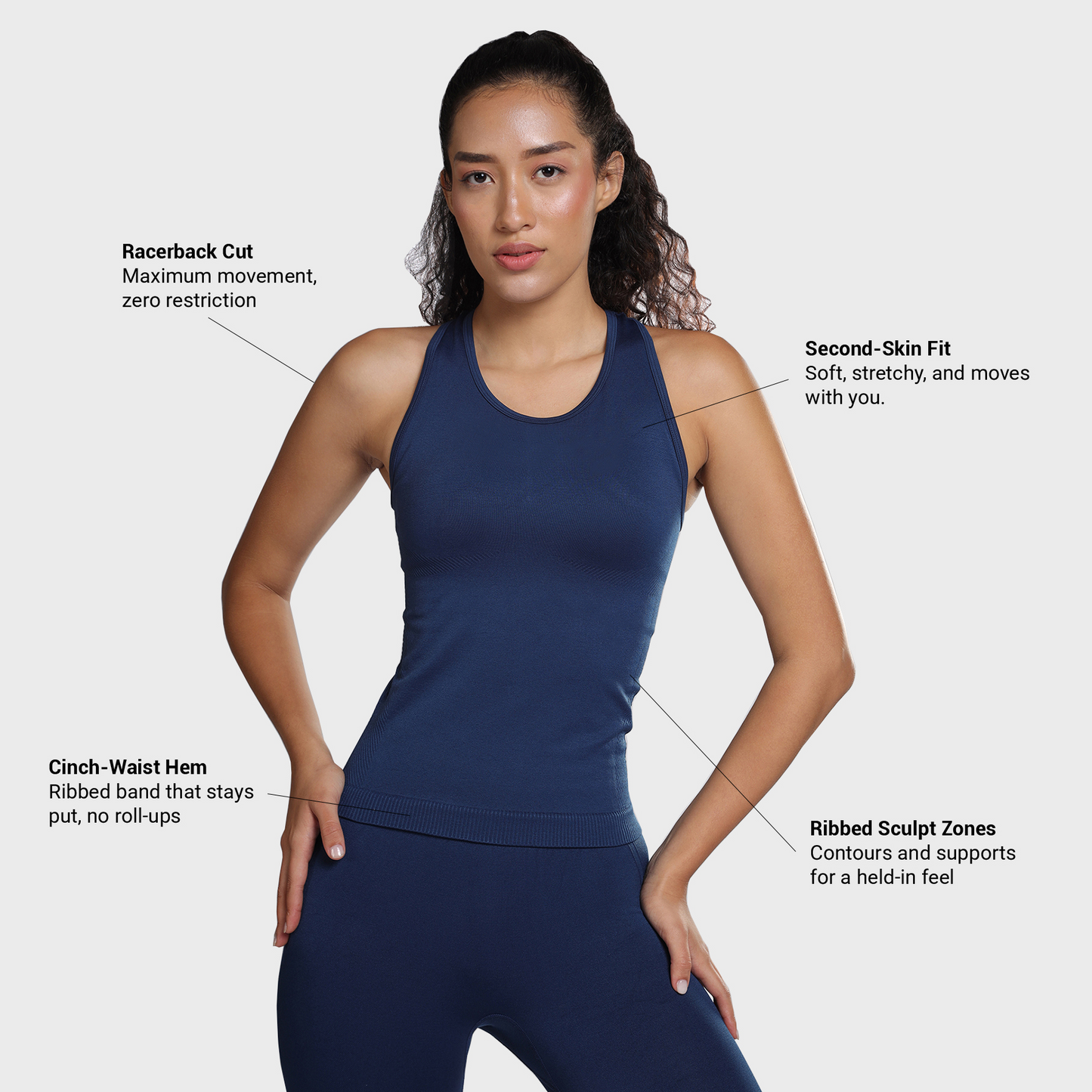 Luna Seamless Tank - Eclipse Blue