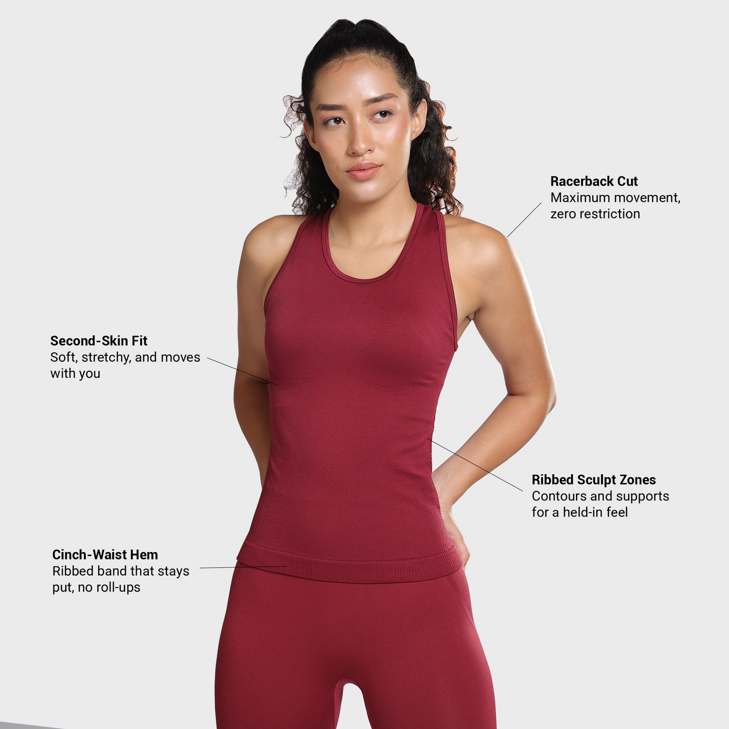 Luna Seamless Tank - Berry Red